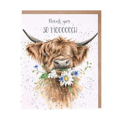 &#39;SO MOOOCH!&#39; HIGHLAND COW THANK YOU CARD