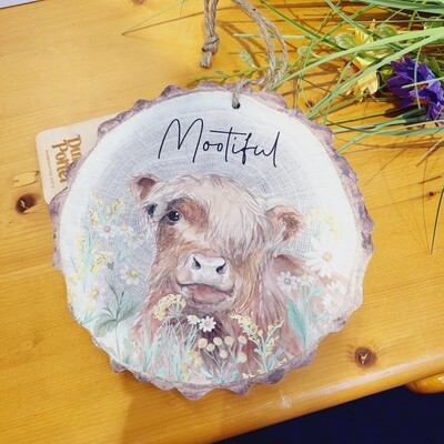 Mootiful highland cow sign
