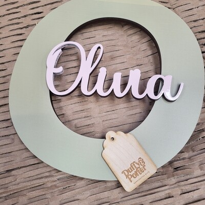 Sage green and pink Initial with Name