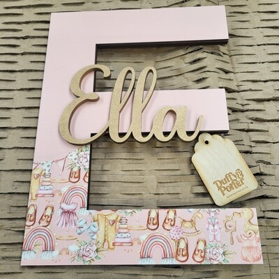 Nursery Pink Initial with Name