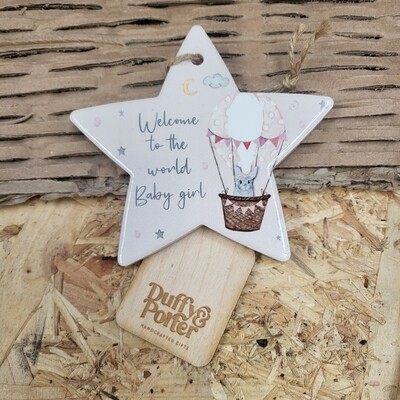 Welcome Baby Pink Ceramic Star