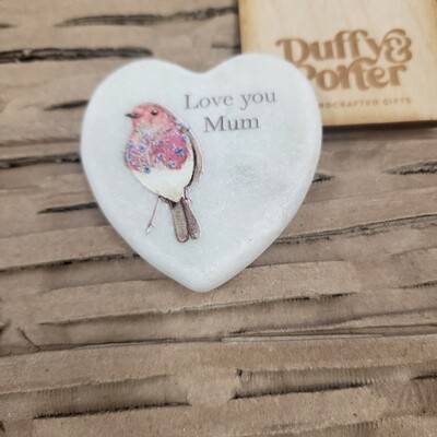 Marble Robin Heart - Mum