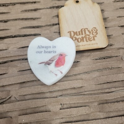Marble Robin Heart - Always in our hearts