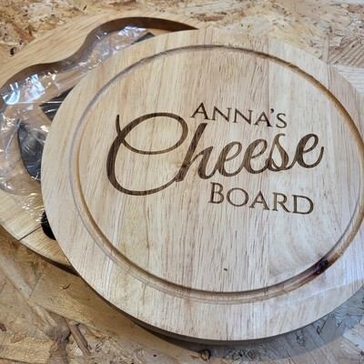 Personalised Round Cheeseboard with Utensils