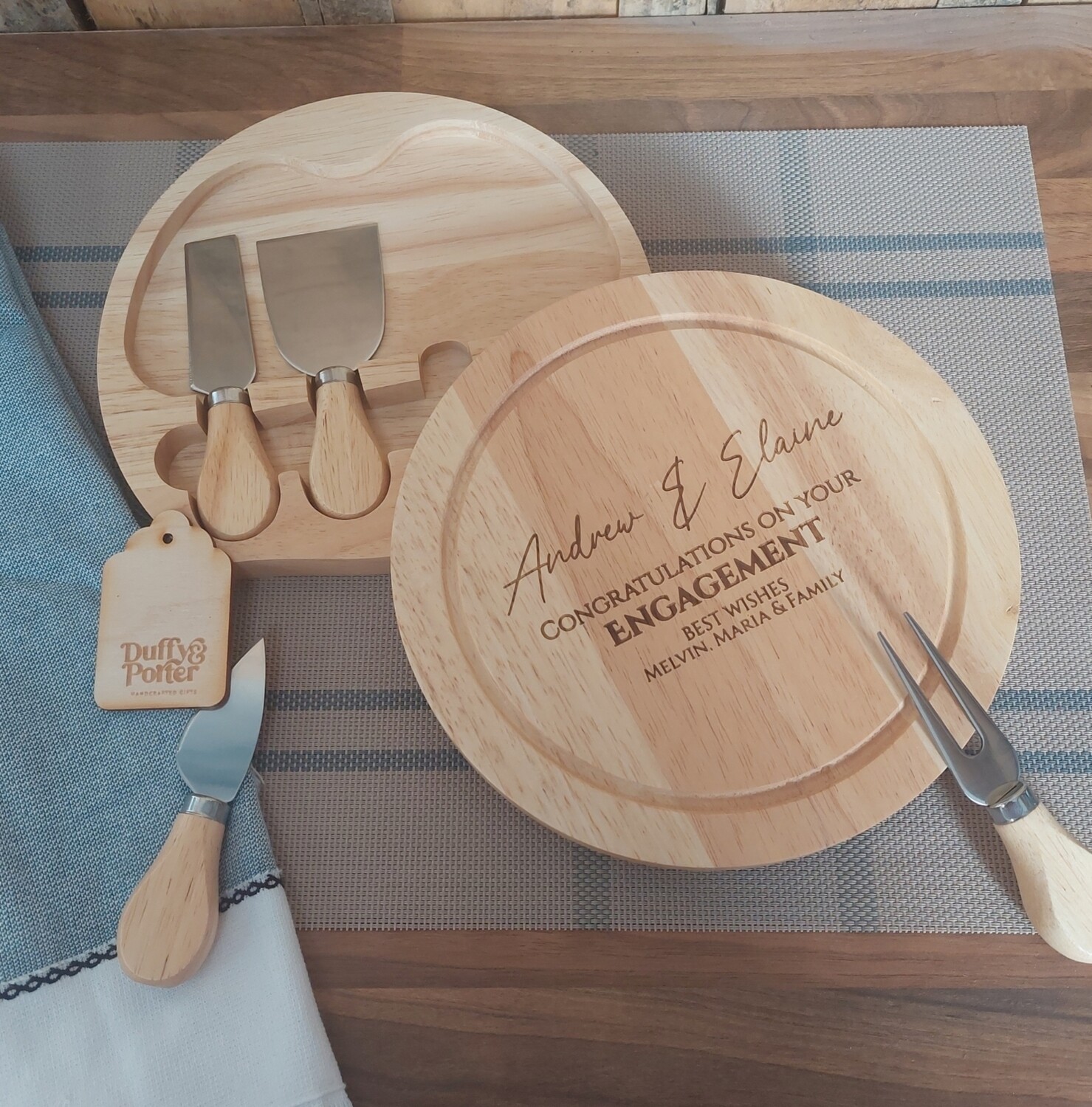 Engagement  Round Cheeseboard with Utensils