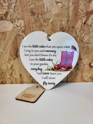 I am that little robin heart ceramic