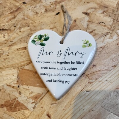 Wedding Heart Mr and Mrs ceramic