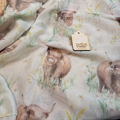Spring Scarf - highland Cow White