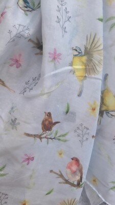 Spring Scarf - garden bird blue