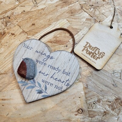 Pebble heart,Robin your wings were ready 