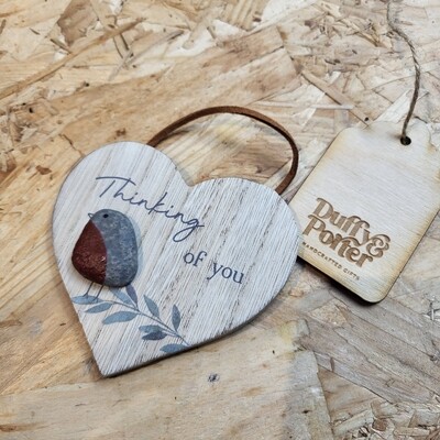 Pebble heart,Robin thinking of you