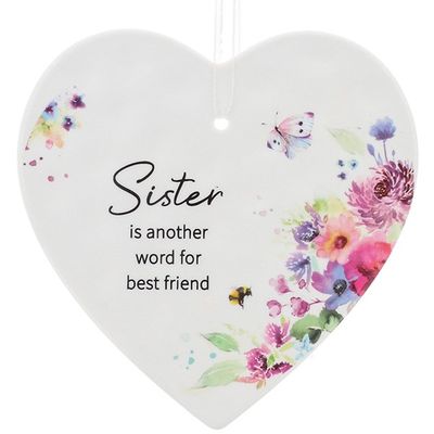 Wild Blossom Heart Plaque Sister
