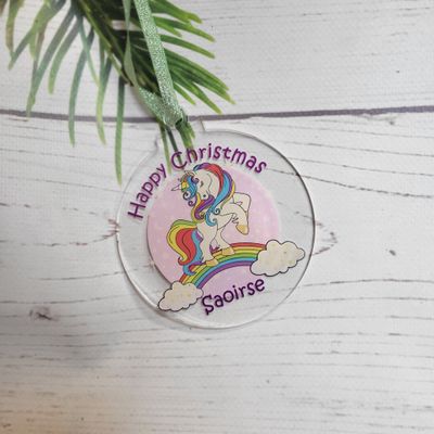 Personalised Unicorn Christmas Tree Decoration