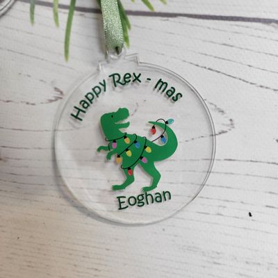 Personalised Rex-Mas Dino Christmas Tree Decoration