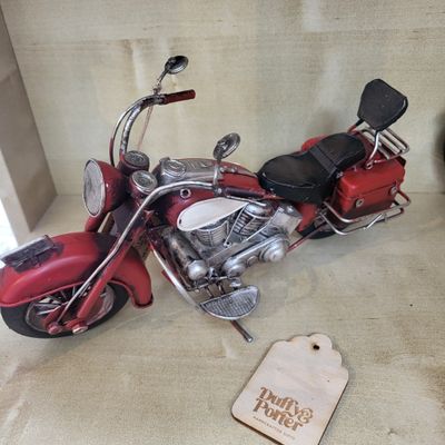 Vintage tin transport Motorbike red white