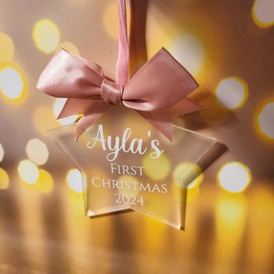 Personalised First Christmas Star Decoration