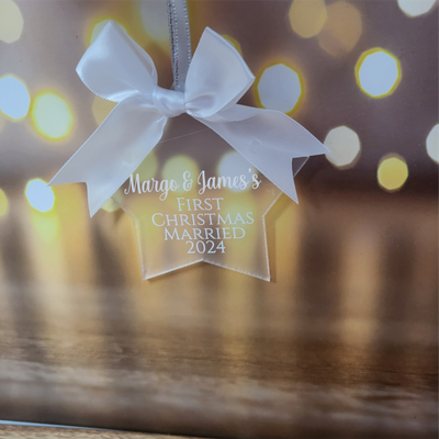 Personalised First Christmas Married Star Decoration
