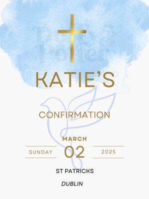 Blue Watercolour Confirmation Occasion Sign