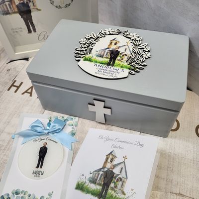 Personalised Communion Boy Wreath Keepsake Box