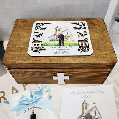 Personalised Communion Boy Rectangle Keepsake Box