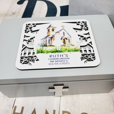 Personalised Communion Girl Rectangle Keepsake Box