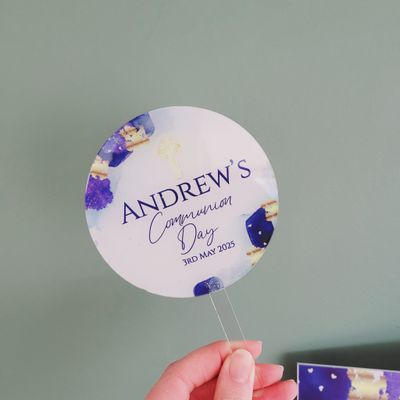&quot;Navy Gold Watercolour&quot; Cake Topper