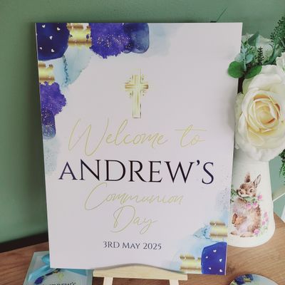 &quot;Navy Gold Watercolour&quot; Occasion Sign
