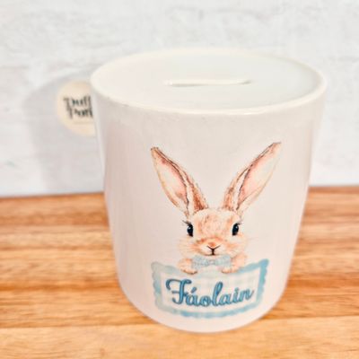 Money box. Bunny blue