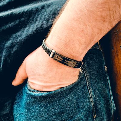 Personalised pu leather plaited bracelet black Personalised pu leather plaited bracelet black