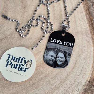 Personalised Black dogtag photo necklace