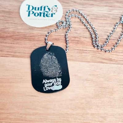Personalised Fingerprint Black dogtag necklace