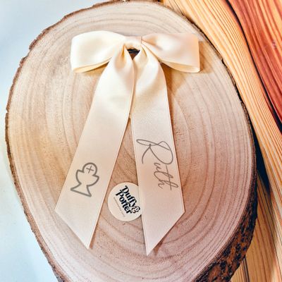 Personalised Communion bow clip Cream