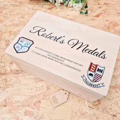 Handcrafted Personalised Wooden Medal Box – Celebrate Achievements in Style