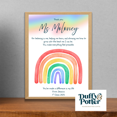 Personalised Thank you Teacher/SNA/Carer File/Print/Frame