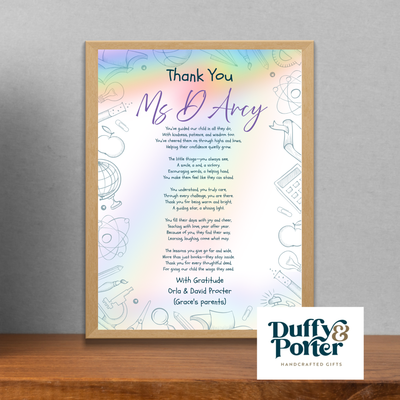 Personalised A Parents Thank You File/Print/Frame