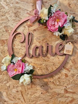Floral Name Hoop, ideal for walls, doors and occasions 