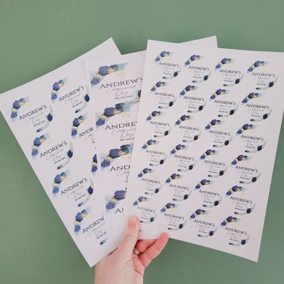 &quot;Navy Gold Watercolour&quot; Stickers