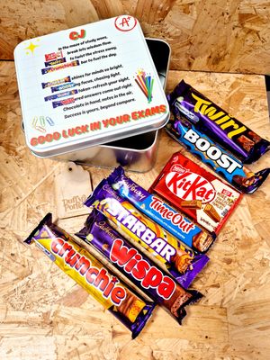 Personalised Study tin full of chocolate