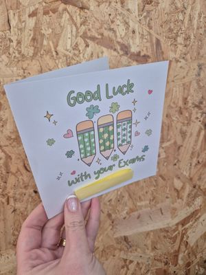 Good luck with your exams personalised card clover 