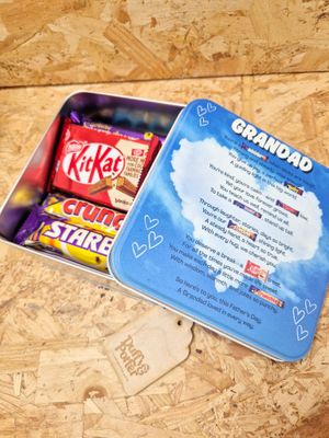 Personalised Grandad Father&#39;s Day tin full of chocolate