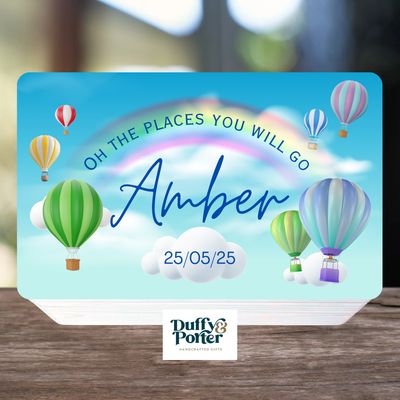 Balloons Blue Wooden Keepsake Box: A Personalised Baby Gift in Ireland