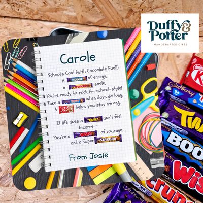 Personalised Back to School tin full of chocolate