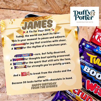 Personalised Birthday tin full of chocolate