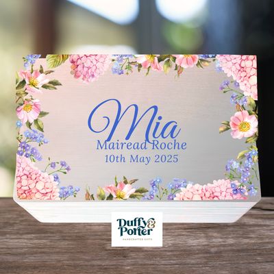 Summer Garden Wooden Keepsake Box: A Personalised Baby Gift in Ireland