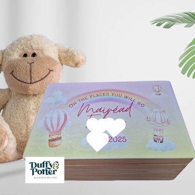 Balloons Pink Wooden Keepsake Box: A Personalised Baby Gift in Ireland