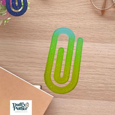 Jumbo Paperclip Glitter Green