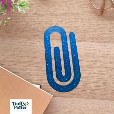 Jumbo Paperclip Glitter Blue