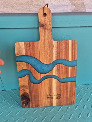 Personalised Acacia &amp; Resin Charcuterie Board – 25x35cm with Handle