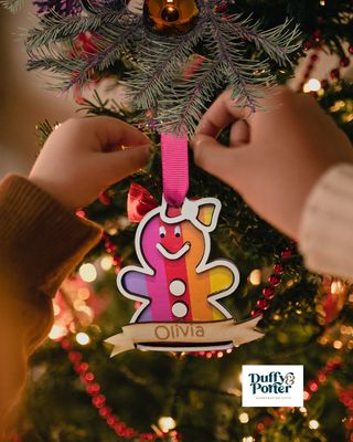 Personalised Gingerbread BOW Christmas Decoration – Made in Bunclody