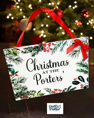 Personalised Winter leaves Christmas Sign